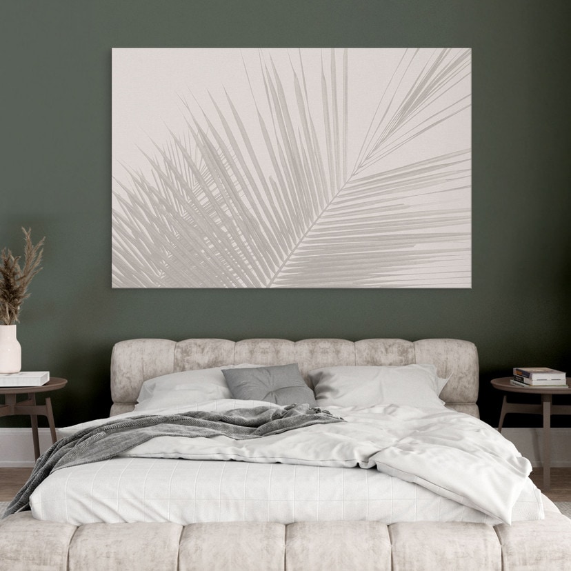 Billede af palmeblade i hørlook - Bloomery Decor – print på aluminium (Alu-Dibond)