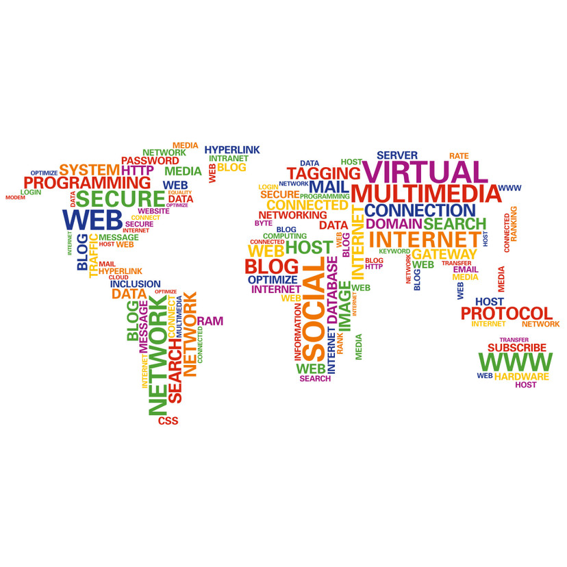 Sticker mural Carte du monde Typographie - Network