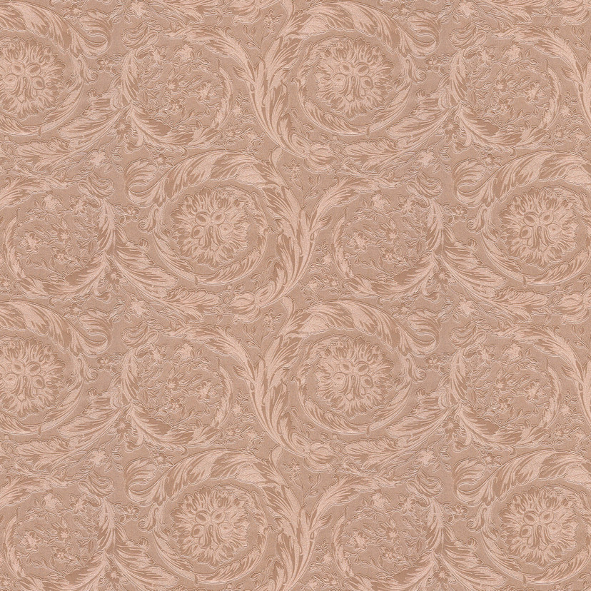 Versace fleecetapet Vasmara barok metallic med ornamenter, kobber