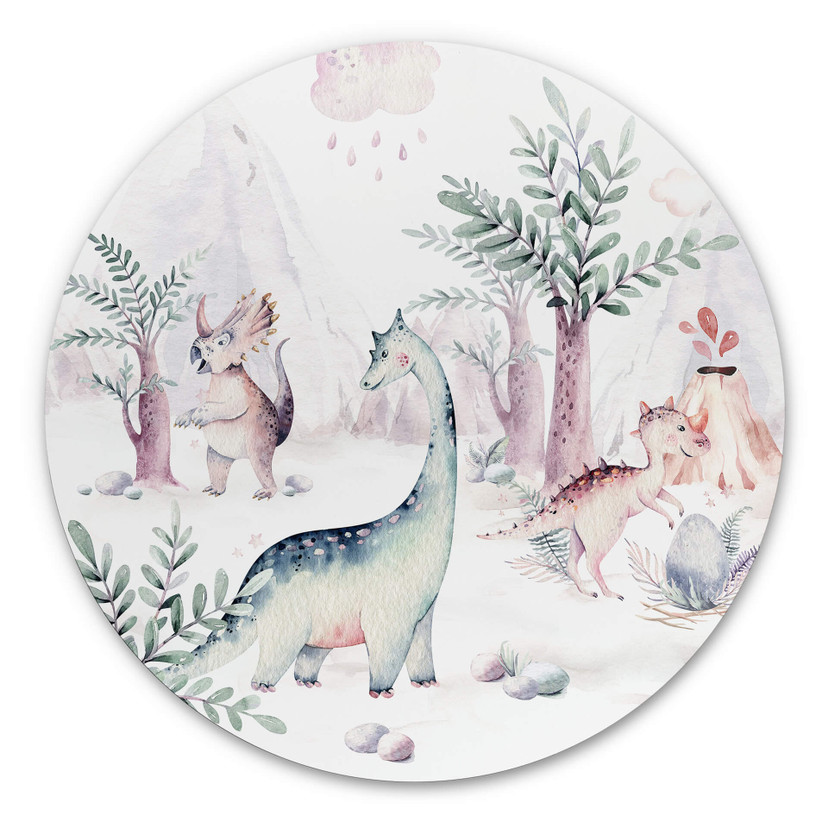 Tableau en alu-Dibond Kvilis - Le monde des dinosaures - Rond