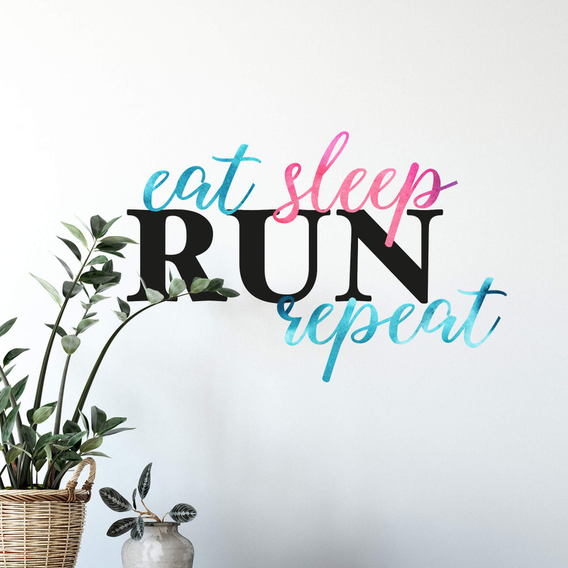 Wallsticker - Eat Sleep Run Repeat bunt