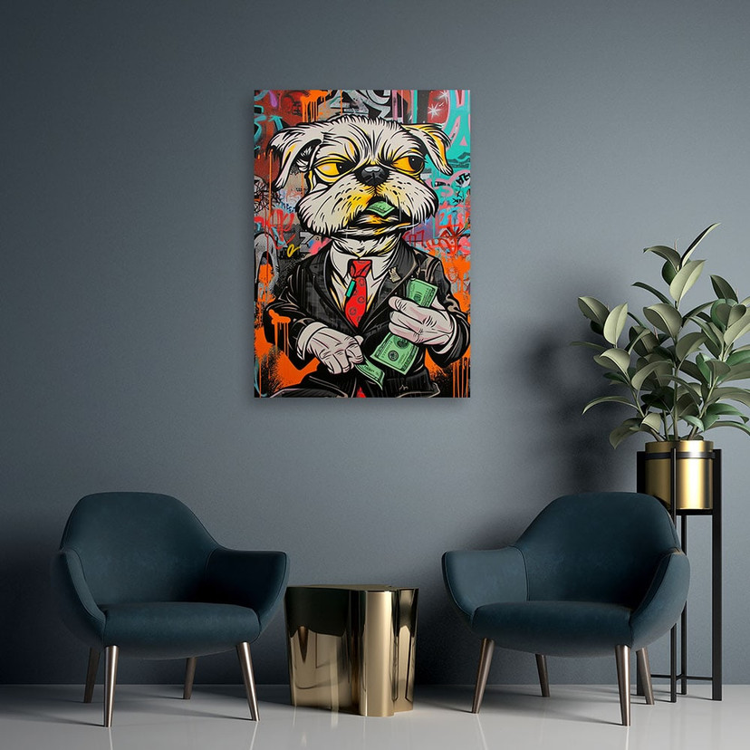 Canvasbillede, Hund Dollar Pop Art