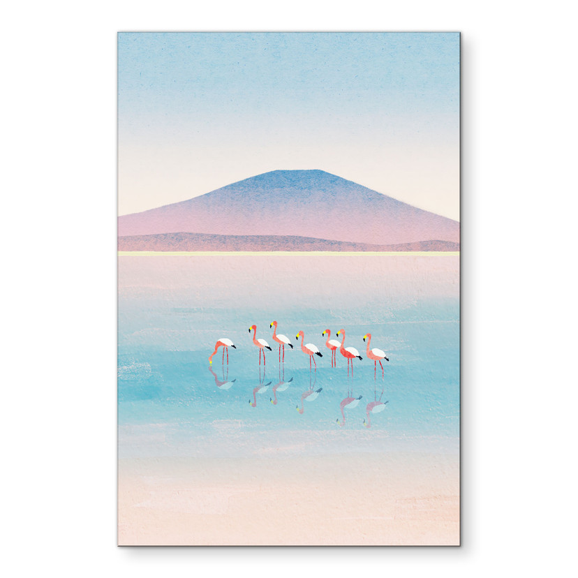 Billede Pastelfarvet sø med flamingoer - Rivers - Alu-Dibond