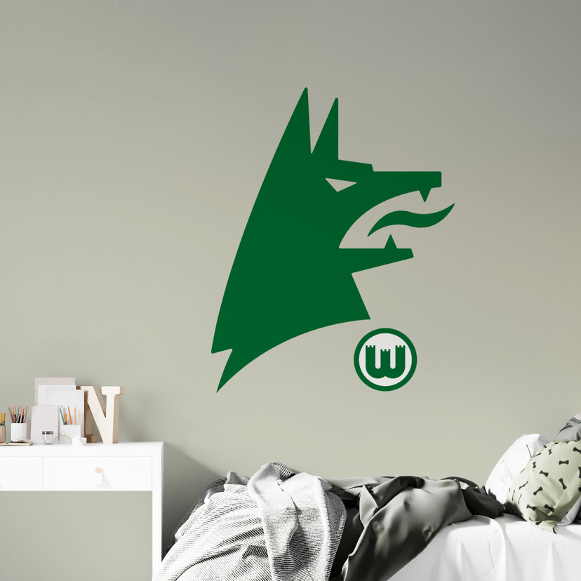 Wandtattoo VfL Wolfsburg Wolfskopf mit Wappen