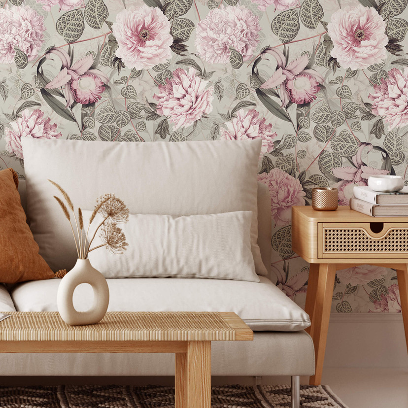 Tapet med mønster UN Designs - pastelblomster