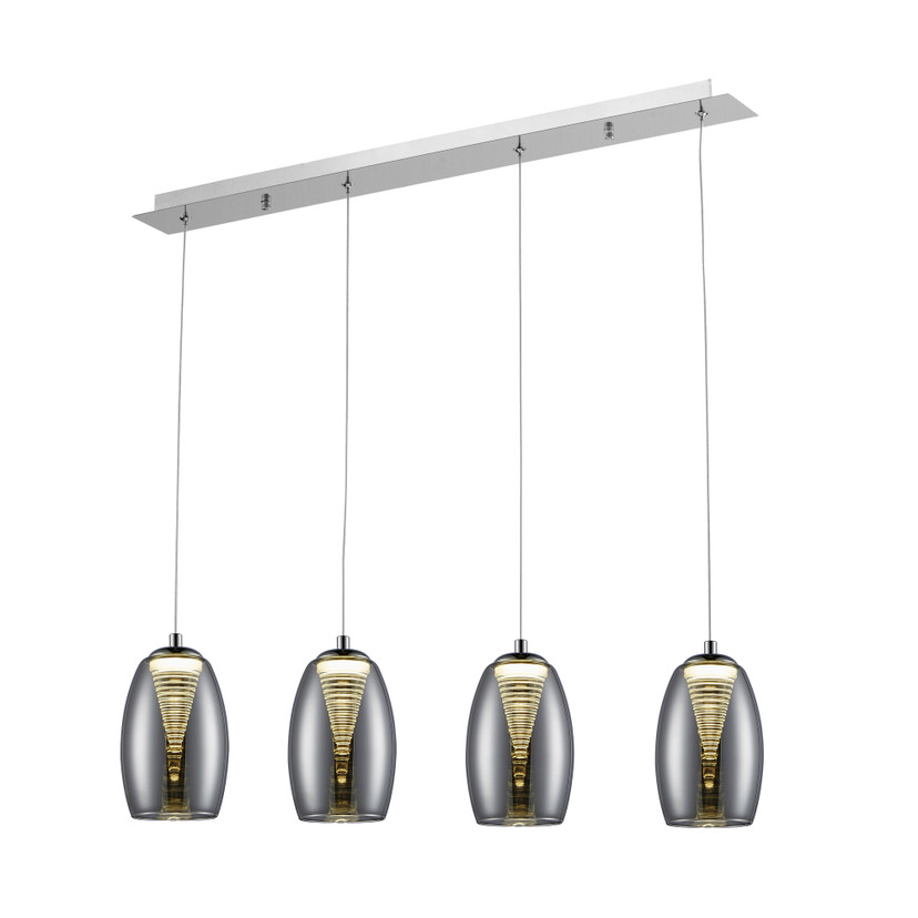 Pendelleuchte Linn, grau, 121 x 72 cm, Glas Pendellampe, dimmbar