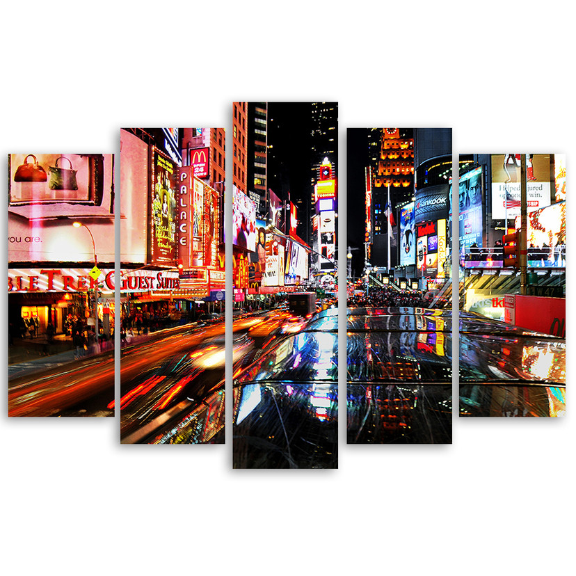 Lærredstryk 5 stykker, Times Square New York City Nacgt