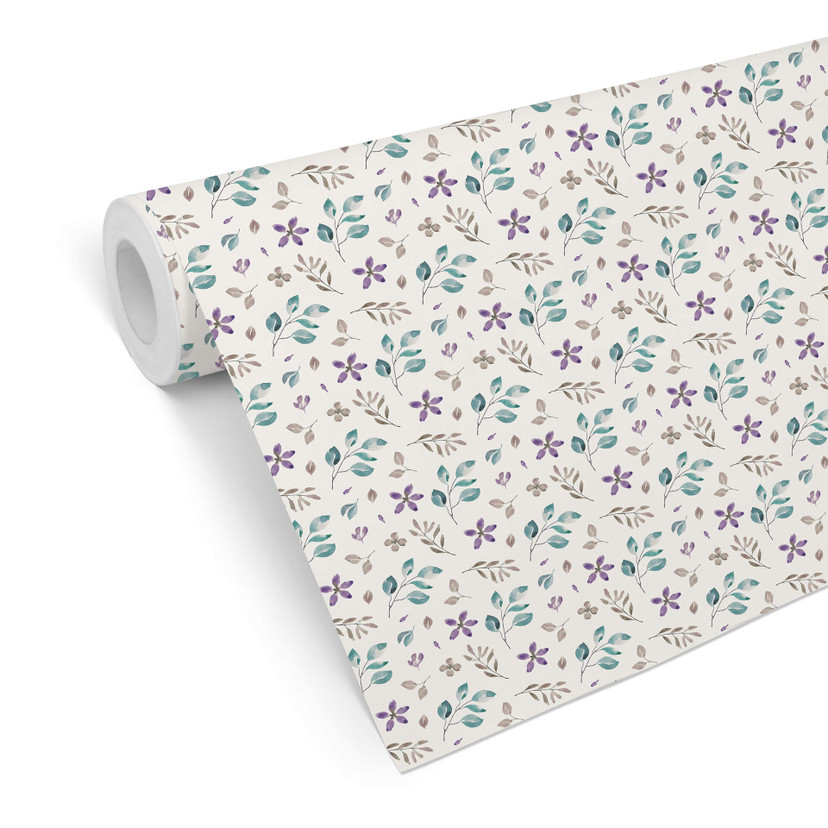 Tapet med mønster - akvarelblomster 01 - violet