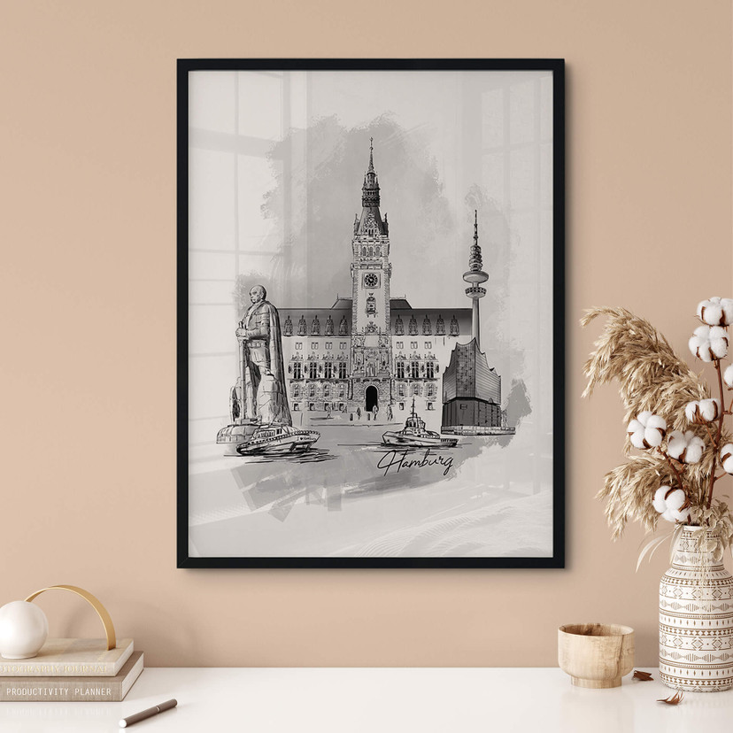 Plakat Hamburg - czarno-biały - Pokochaj swoje miasto