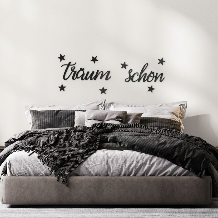 3D Schriftzug Träum Schön mit Sternen - Acryldeko