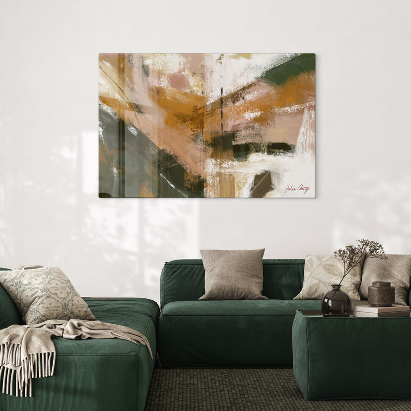 Glasbild Warme Pinselstriche abstrakt - Cheney