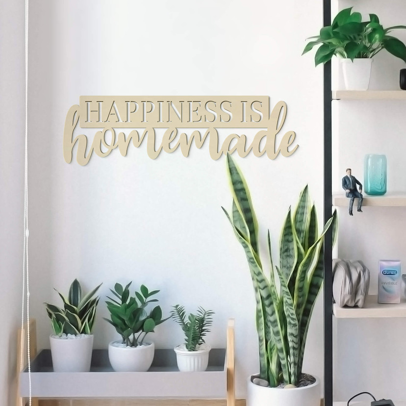 Drewniane litery topola Happiness is homemade