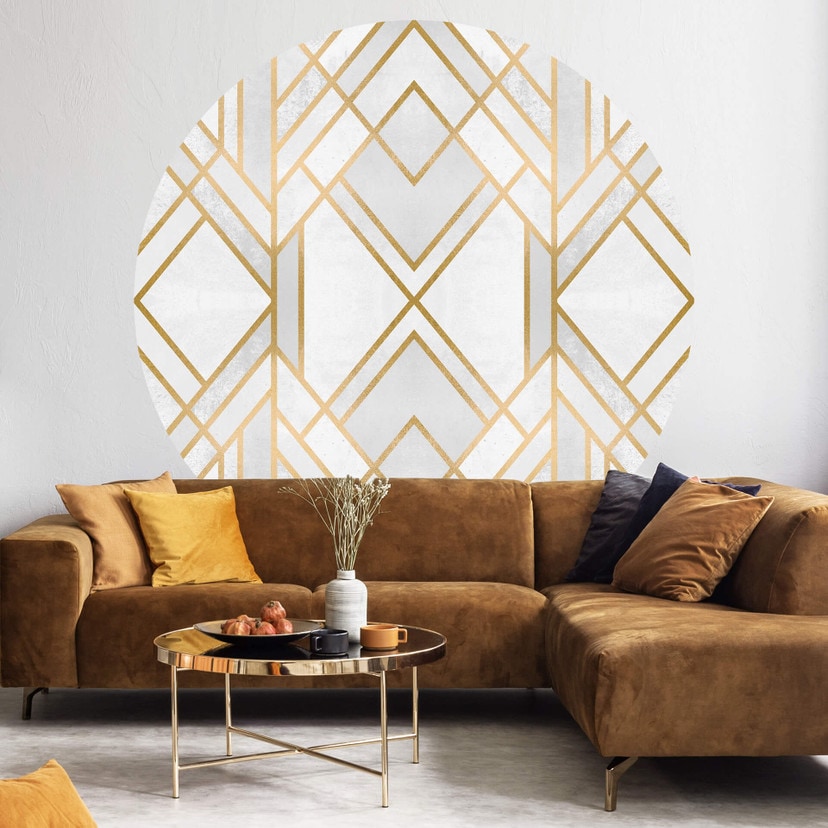 Fredriksson - Art Deco: Złota geometria - Fototapeta okrągła - tapeta flizelinowa/tapeta flizelinowa