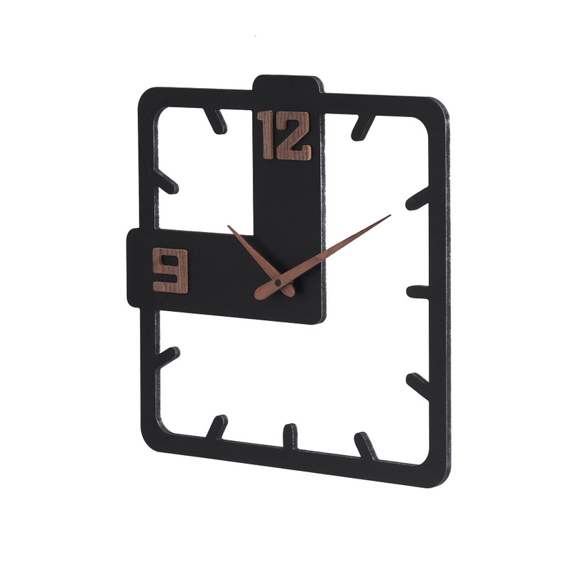 Holz-Wanduhr | MDF | mattschwarz, quadratisch, 40x40 cm