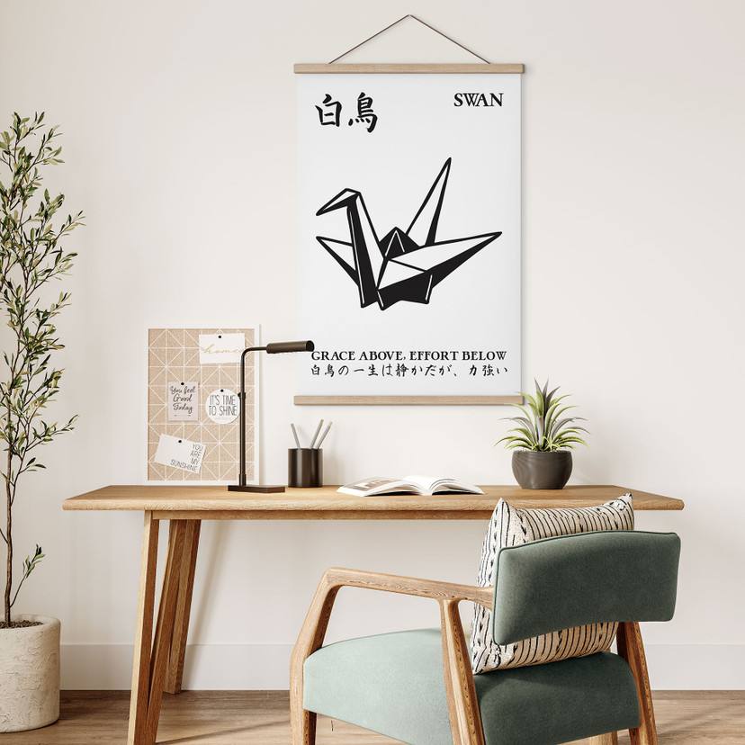 Tekstil plakat Geometrisk Svane Origami - Krygowski