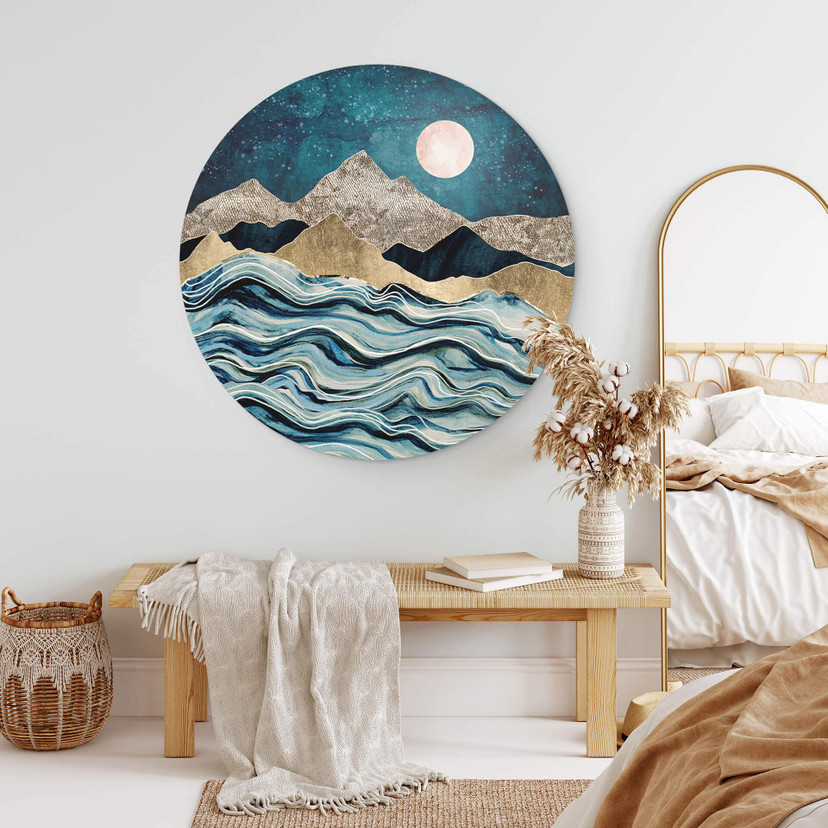 Tableau sur alu-Dibond rond SpaceFrog Designs - Bleu indigo