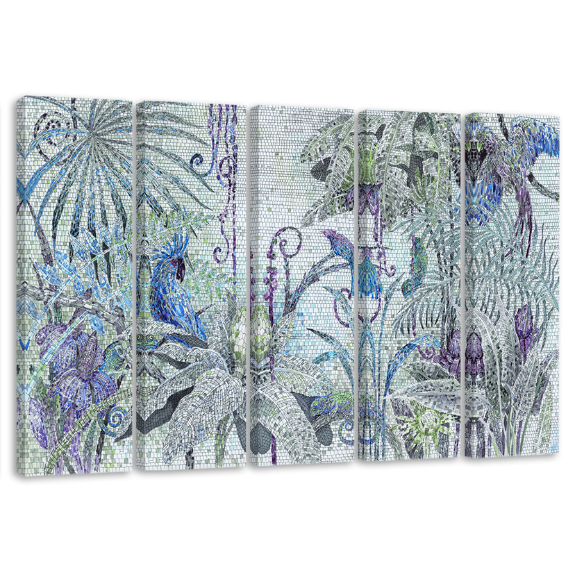 5 stykke lærredstryk Mosaikjungle