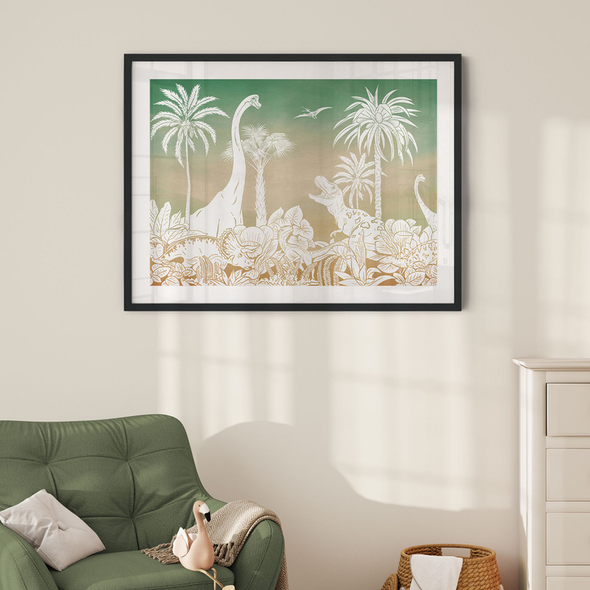 Plakat Eventyrlig tur til dinosaurerne - Ombre - Kikki Belle