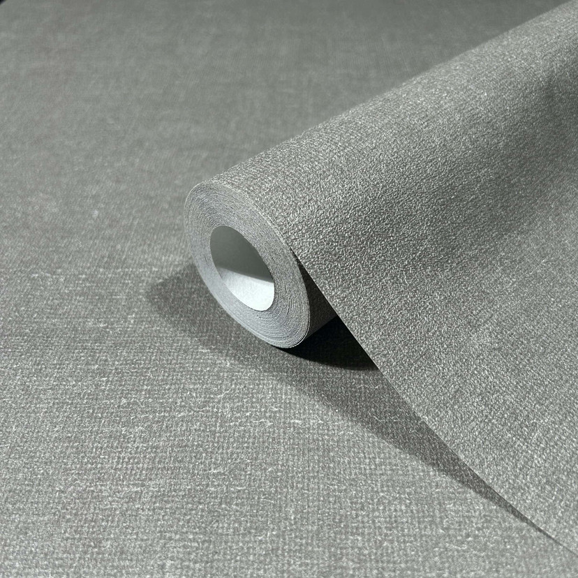 Non-woven tapet i moderne tekstureret ensfarvet grå uni