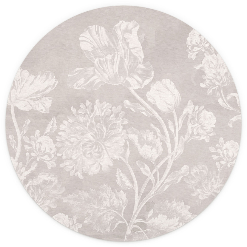 Fototapeta Wildflowers in chalk look Beige - Bloomery Decor - Okrągła - Samoprzylepna / nietkana