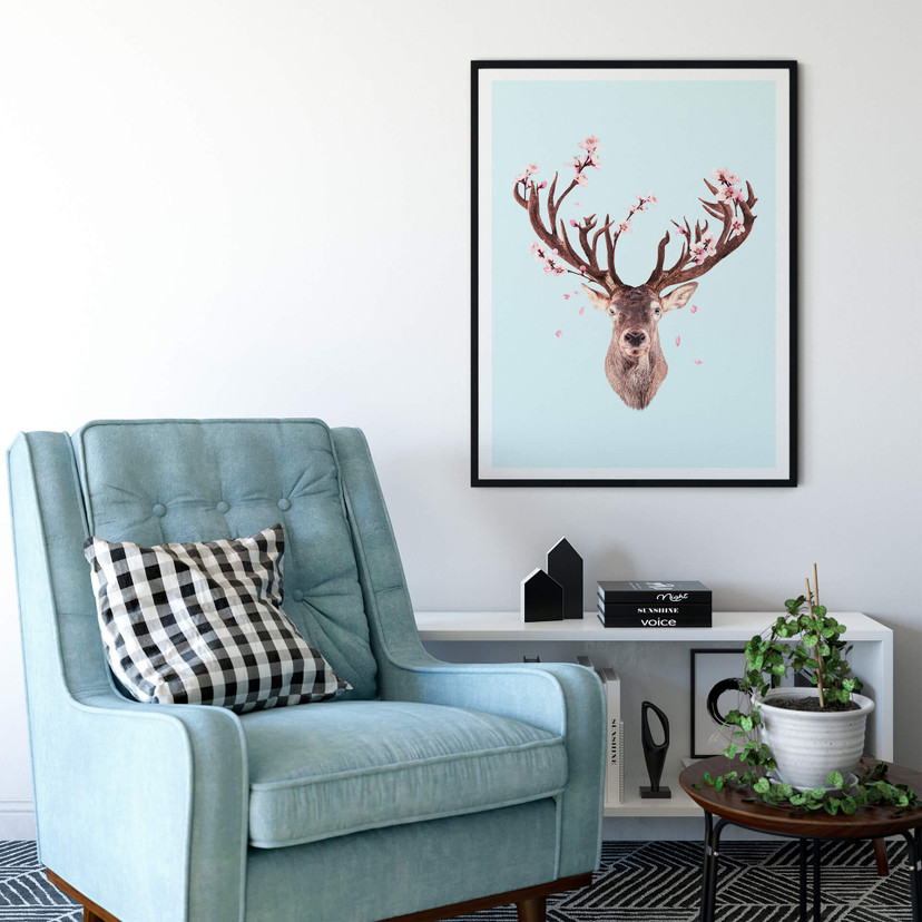 Plakat Loose - Jeleń kwitnącej wiśni