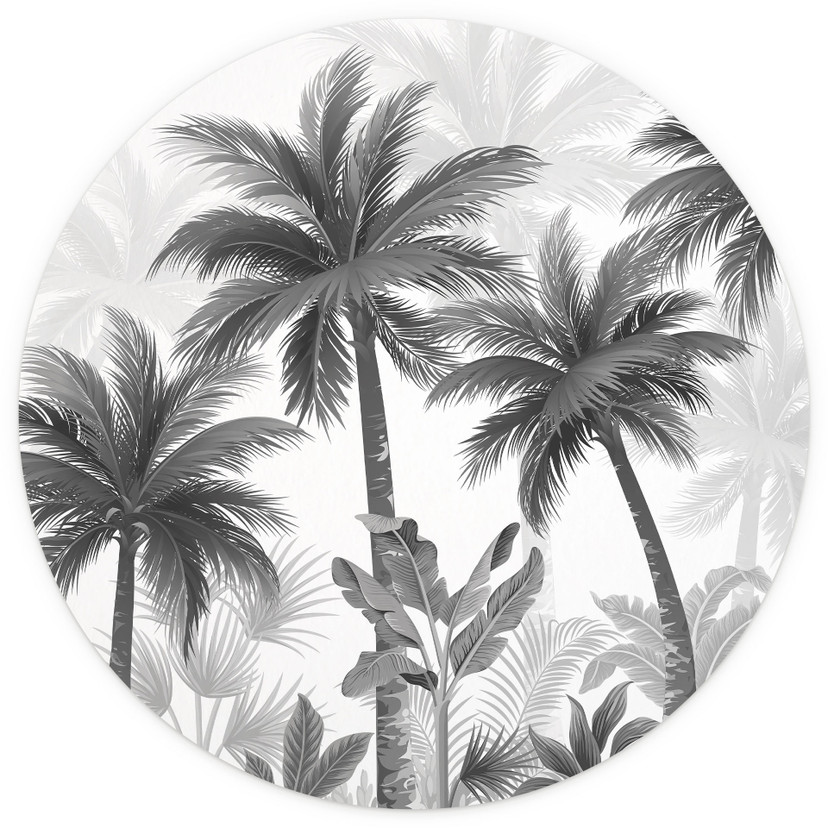 Papier peint exotique paysage de palmiers - rond - papier peint intissé/papier peint intissé autocol