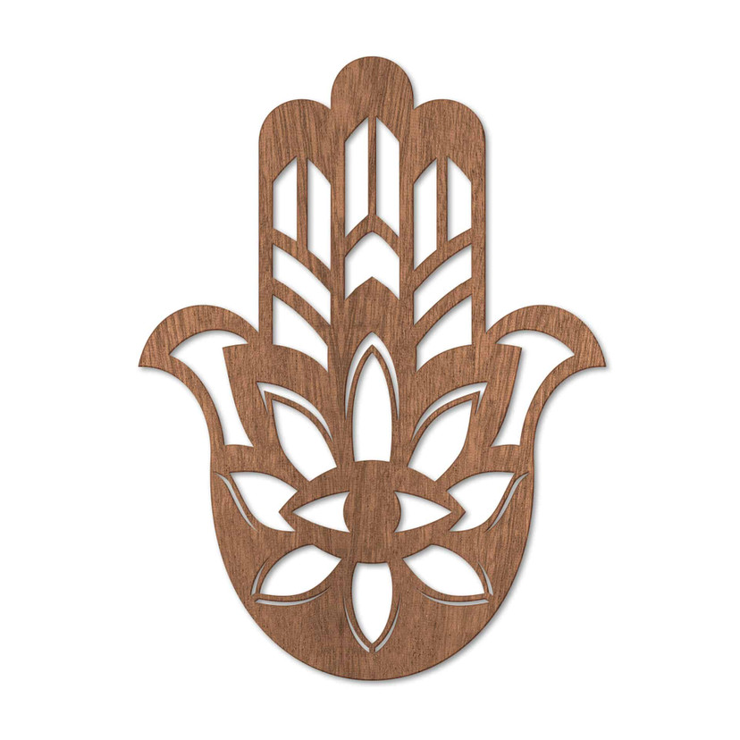 Dekoracja drewniana mahoń - Yoga Hamsa Hand