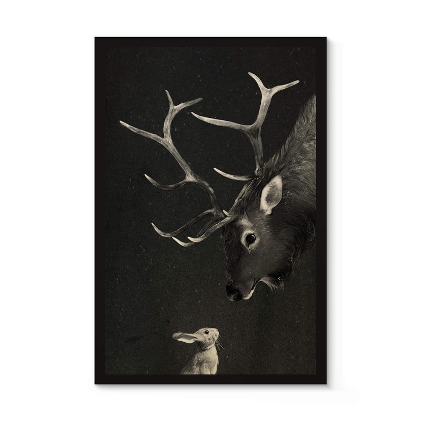 Holzbild Graves - Deer and Rabbit