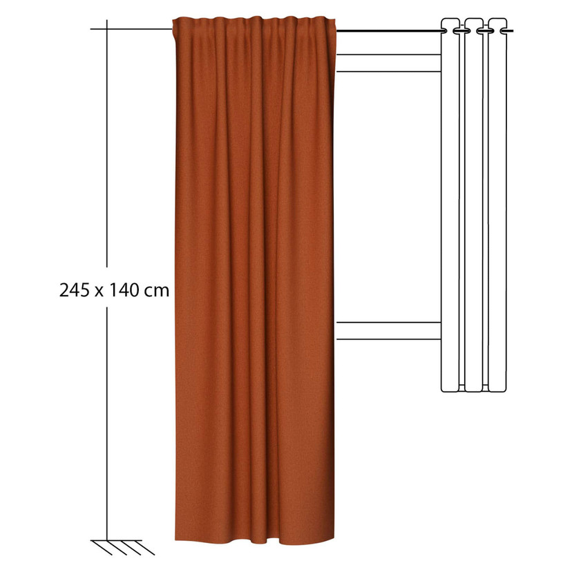 Homing Fertigschal mit verdeckten Schlaufen Allen ziegel -  2,45 x 1,4 m