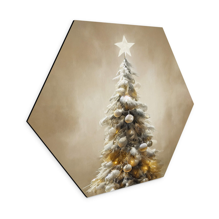 Hexagon Dibond Treechild - Golden Christmas Tree