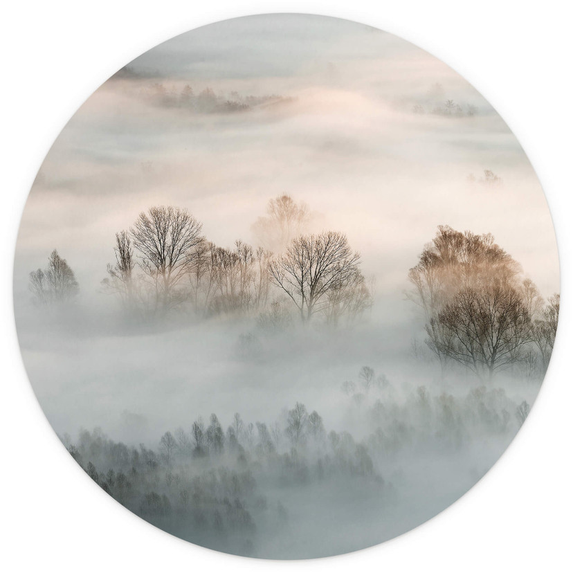 Galimberti - Zimowa mgła - Fototapeta okrągła - tapeta flizelinowa/tapeta flizelinowa samoprzylepna