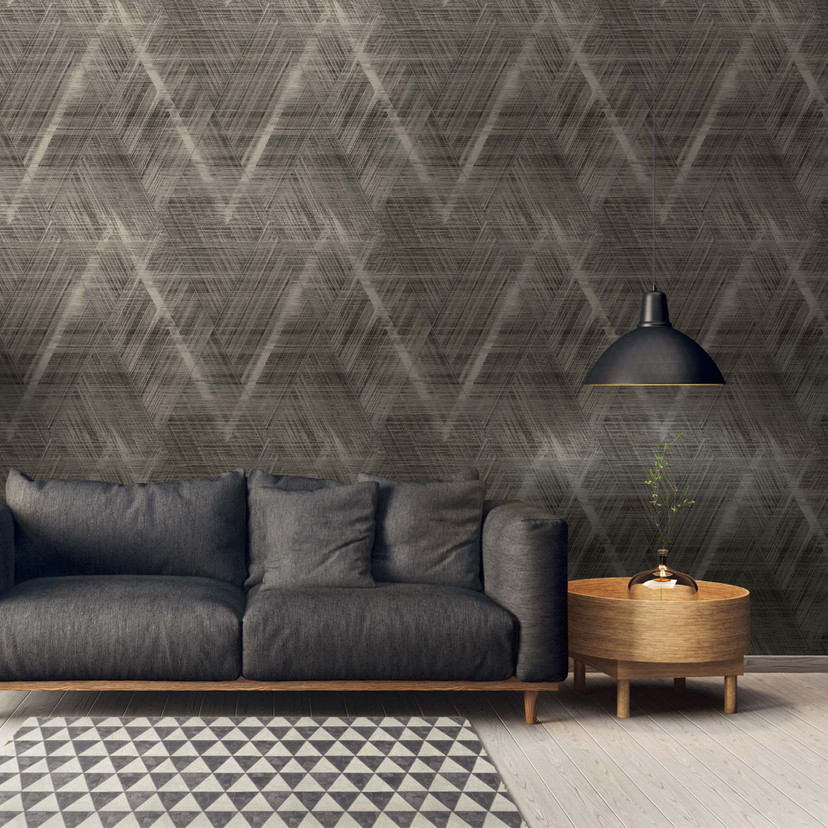 Wzorzysta tapeta czarna geometryczna tapeta z włókniny wzór graficzny tapeta sypialnia