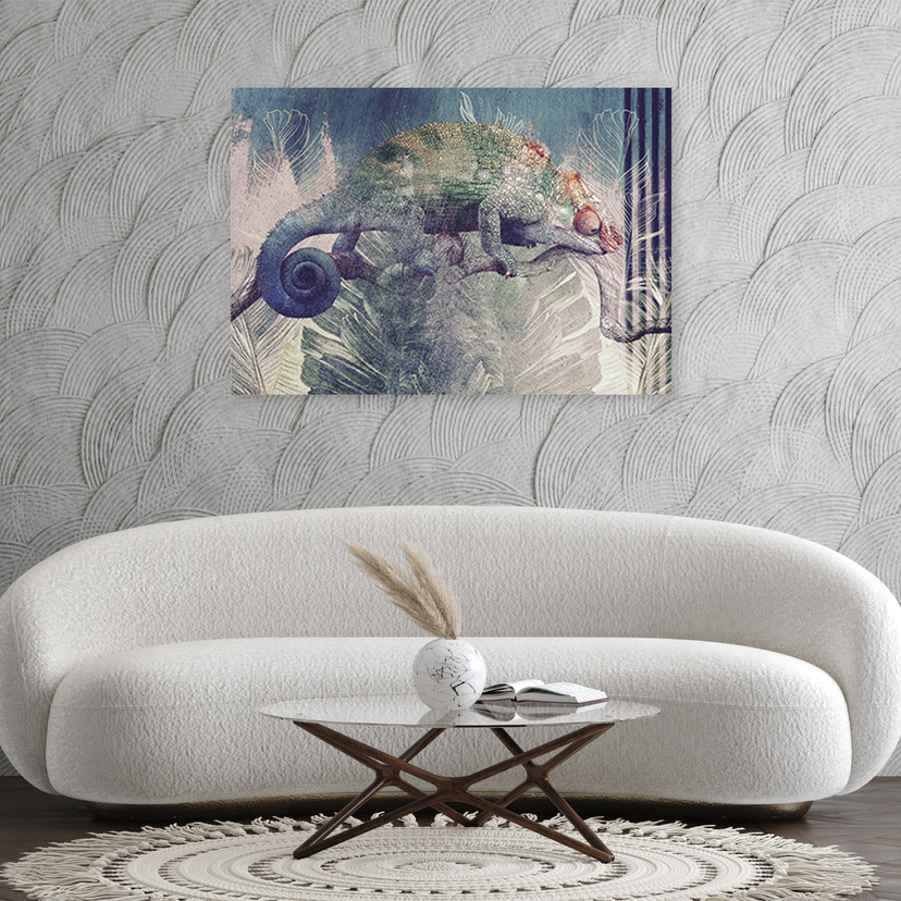 Canvasbillede, Kamæleon på en gren