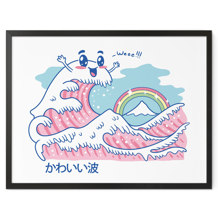 Plakat Kawaii wave z tęczą i górą Fuji - Trynidad