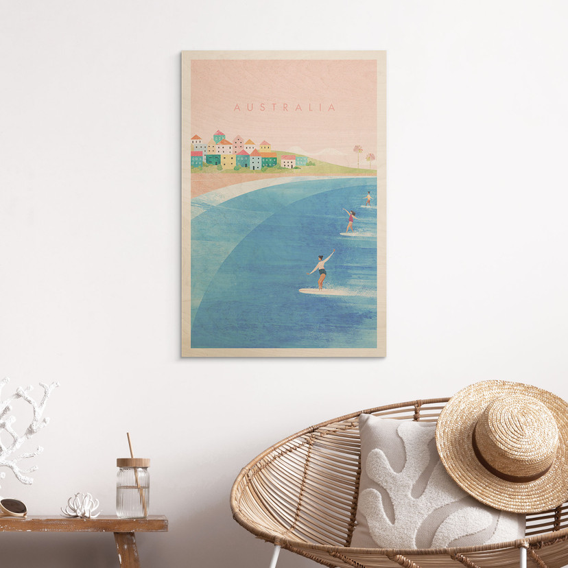 Plakat drewniany Surfing na wybrzeżu Australii - Rivers