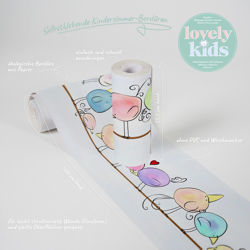 A.S. Création Lovely Kids Frise autocollante enfant - Multicolore, Bleu