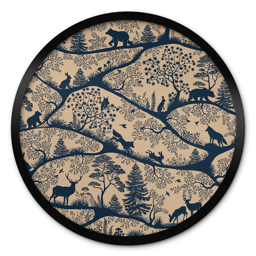 Poster Silhouettes d'Animaux dans la Forêt Nordique - Oliver Robins - Rond