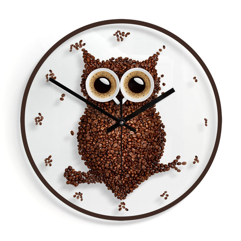 Horloge murale en verre - Hibou café
