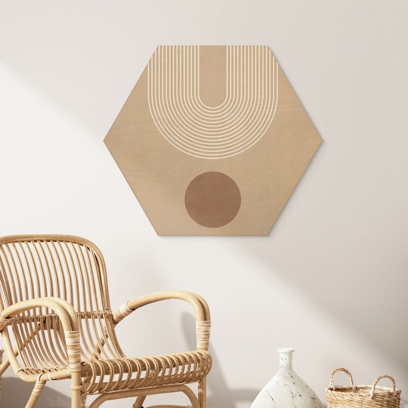 Tableau sur bois Hexagon Géométrie abstraite en équilibre - Ristova