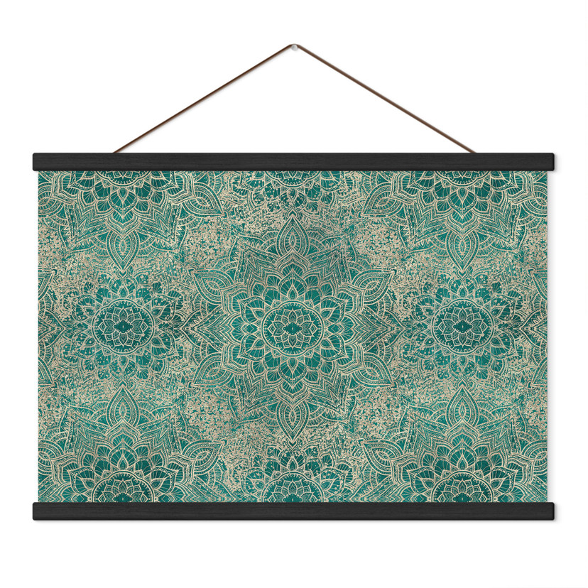 Obraz tkaniny Mandala boho złoto-turkus - Bloomery Decor