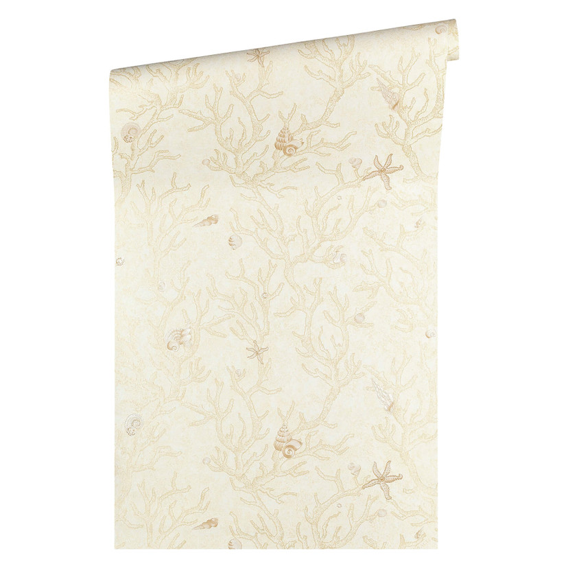 Versace tapet Fleecetapet Les Etoiles de la Mer tapet maritim beige, guld, creme