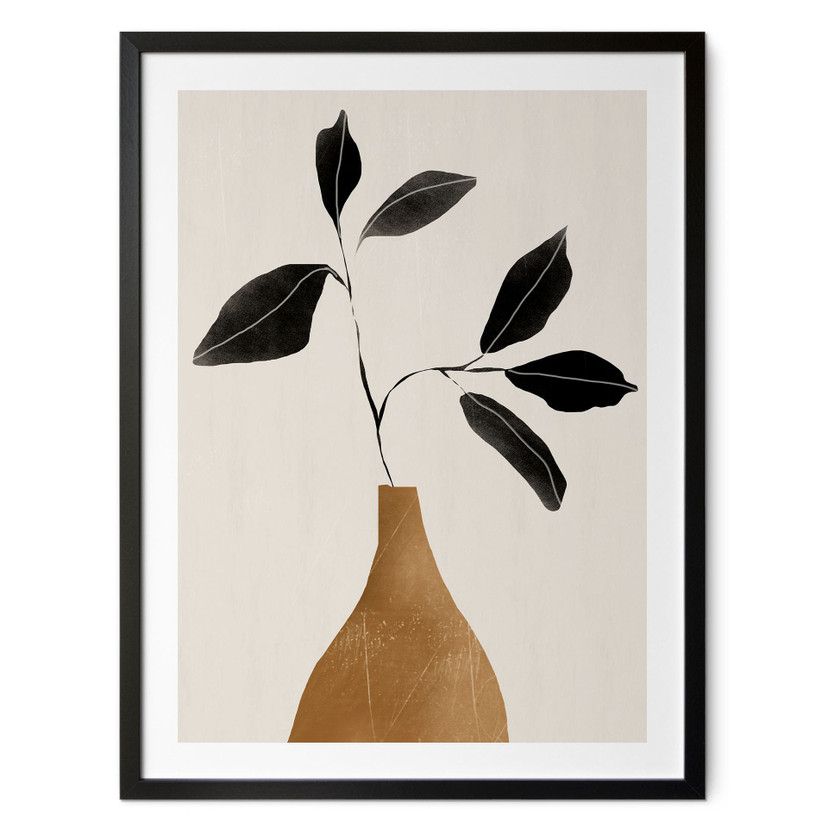 Poster met stilleven voor de woonkamer - Tak in gouden vaas - ThingDesign