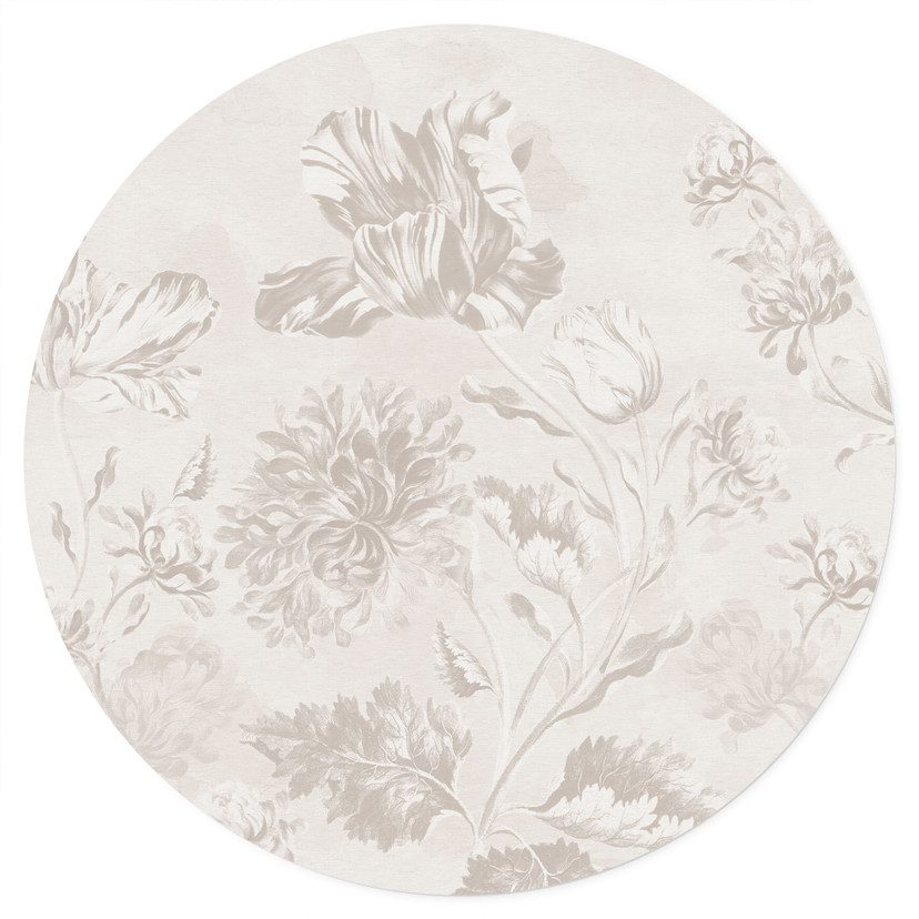 Wallsticker Vilde blomster i kridtlook Greige - Bloomery Decor - Rund