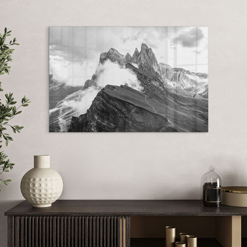 Tableau en verre acrylique Vue sur les Alpes - Paysage de montagne des Dolomites