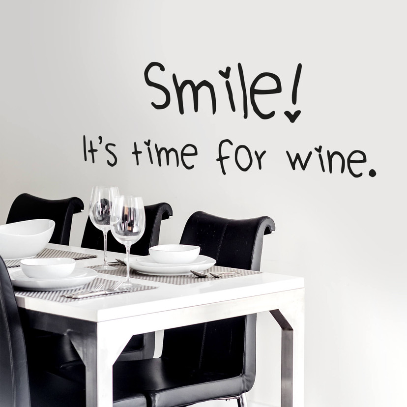 Wallsticker -  Smile it's time for wine