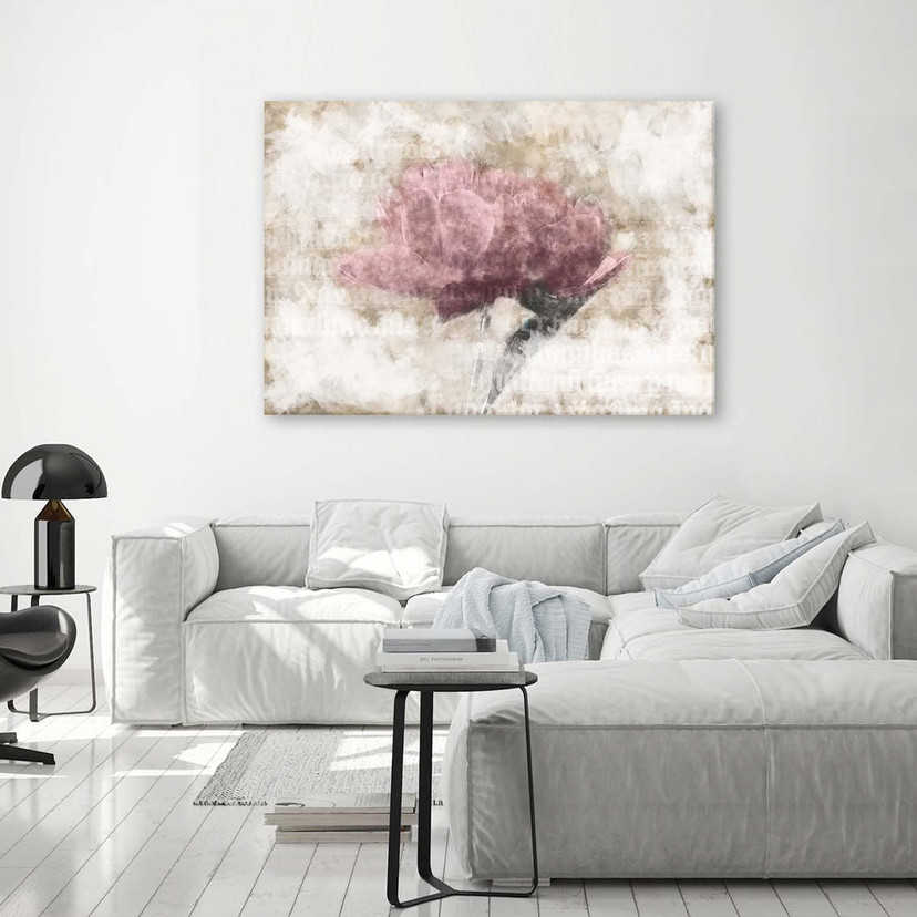Canvasbillede, Abstrakte blomster Shabby Chic