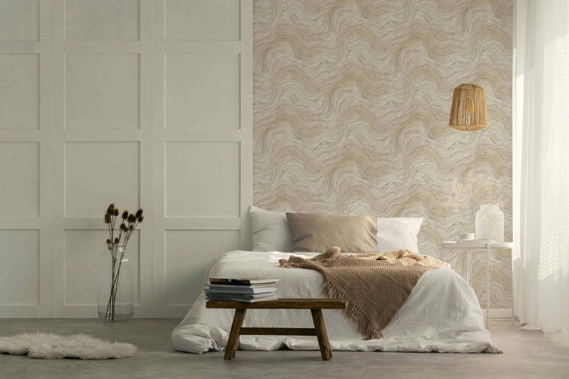 non-woven marmor tapet med steneffekt grå, beige marmor look