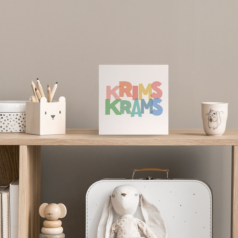 Holzbild zum Hinstellen - Krimskrams - 15x15 cm