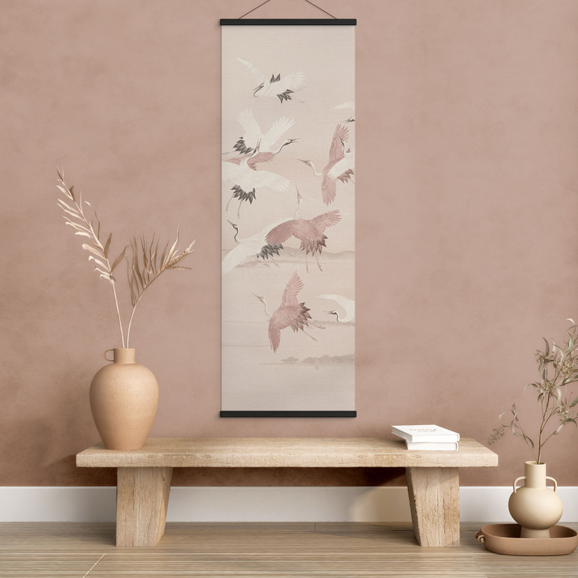 Tekstil plakat Kraner over søen - Blomsterdekoration - Panorama
