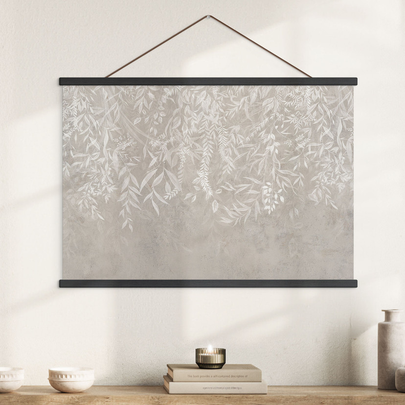 Textielposter Elegante wilgentakken in beige - Ms Tiff